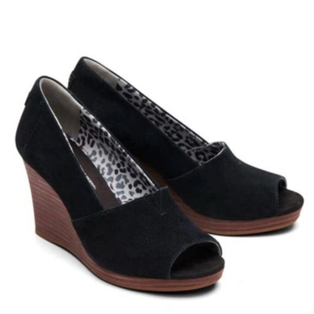 TOMS Michelle Wedge Women's Sandals black sz 8 new SH264